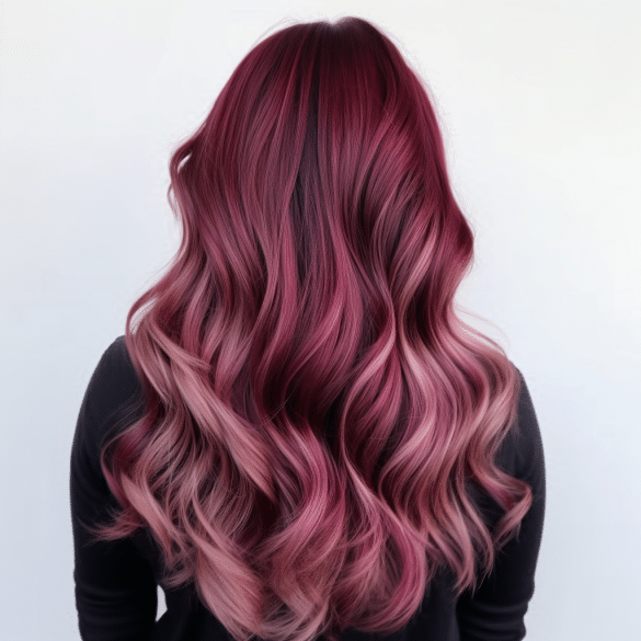 Burgundy Balayage with Blonde Highlights
