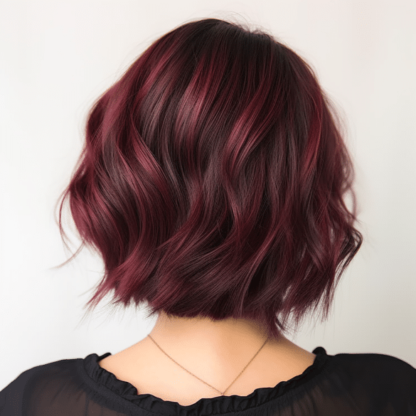 Burgundy Ombre on Asymmetrical Bob