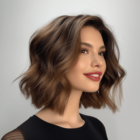 Curled Lob with Deep Side Part