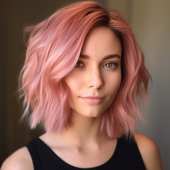 Rose Gold Lob with a Side Part