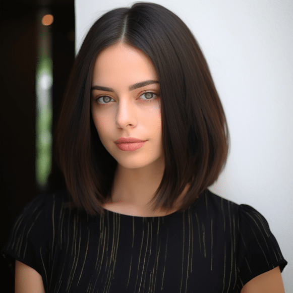 Sleek Lob with a Middle Part