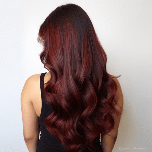Spiced Burgundy Layers on Long Hair