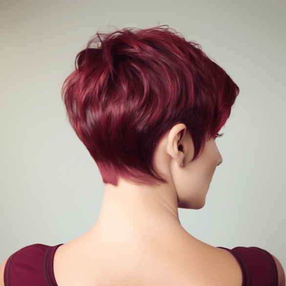 Velvety Burgundy Pixie Cut