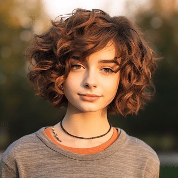 Asymmetrical Side Swept Curls