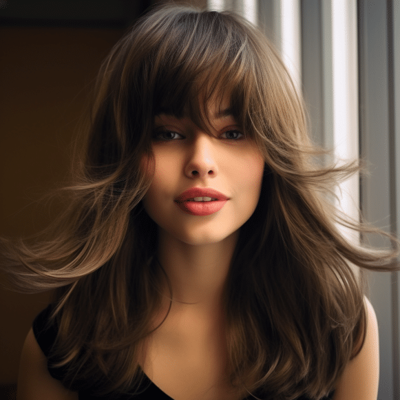Cascading Layers with Tousled Side Bangs