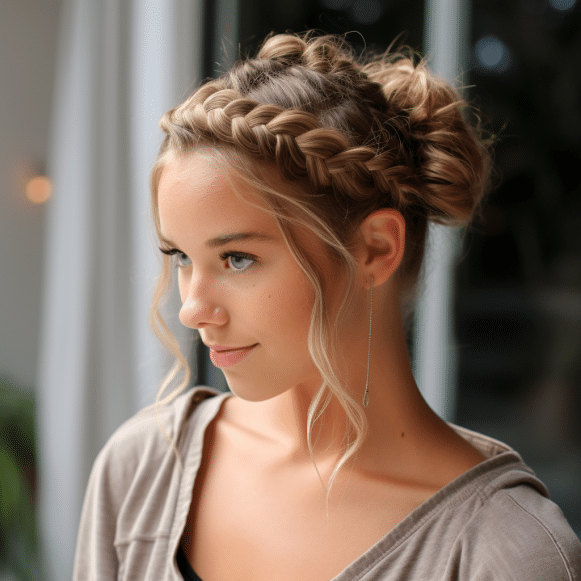 Double Dutch Braids to a Low Bun