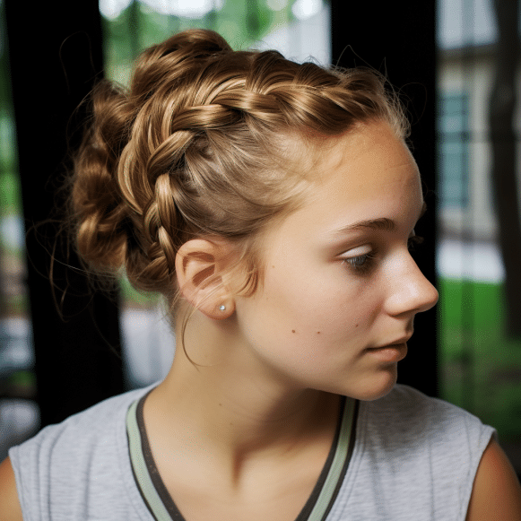 Double French Braid into Low Bun
