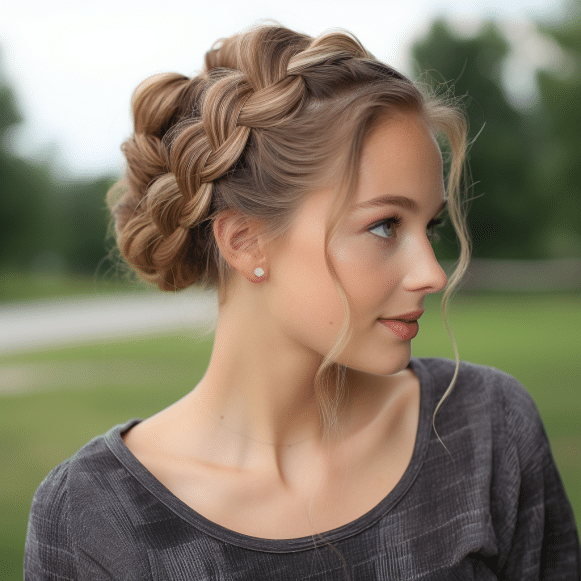 Dutch Braid into Low Bun