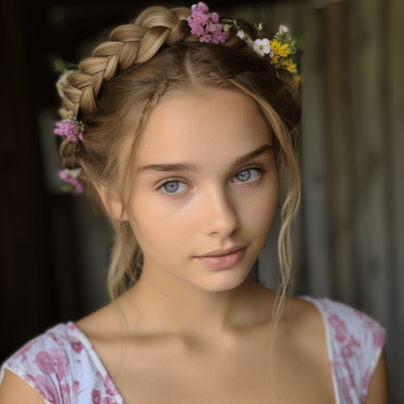 Flower Adorned Braided Updo