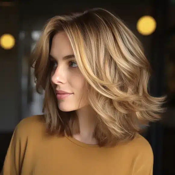 Layered Flip with Golden Highlights