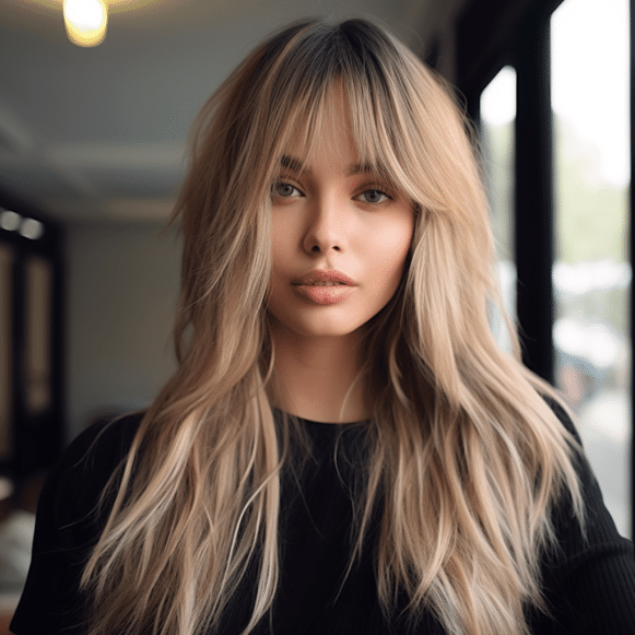 Long Hair with Delicate Curtain Fringe