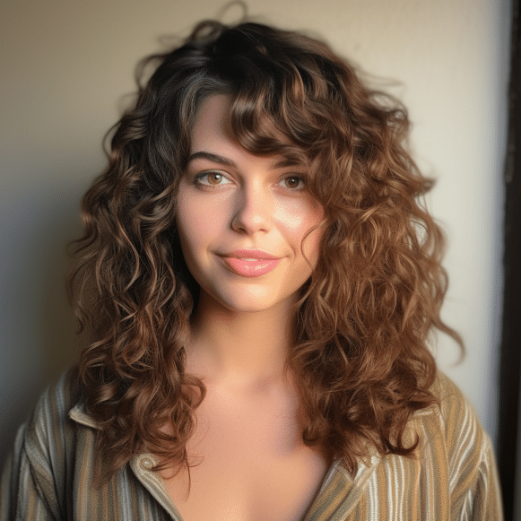 Romantic Long Curls with Side Fringe