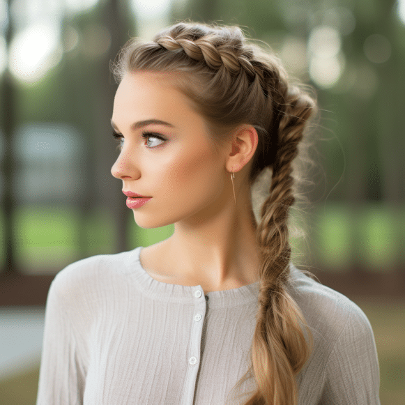 Sleek High Ponytail with Accent Braid