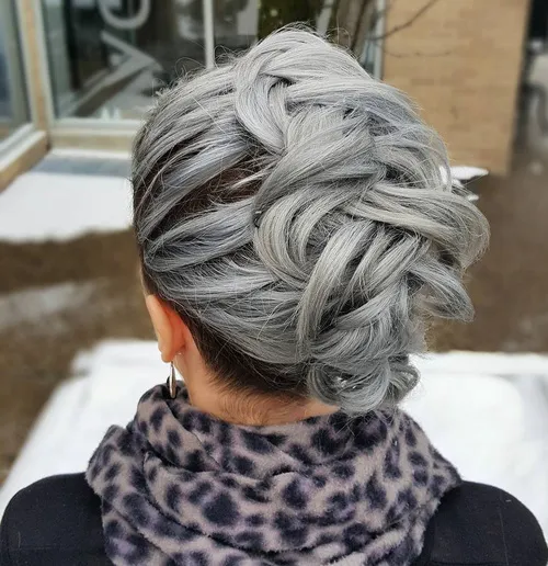 11 grey mohawk braid updo