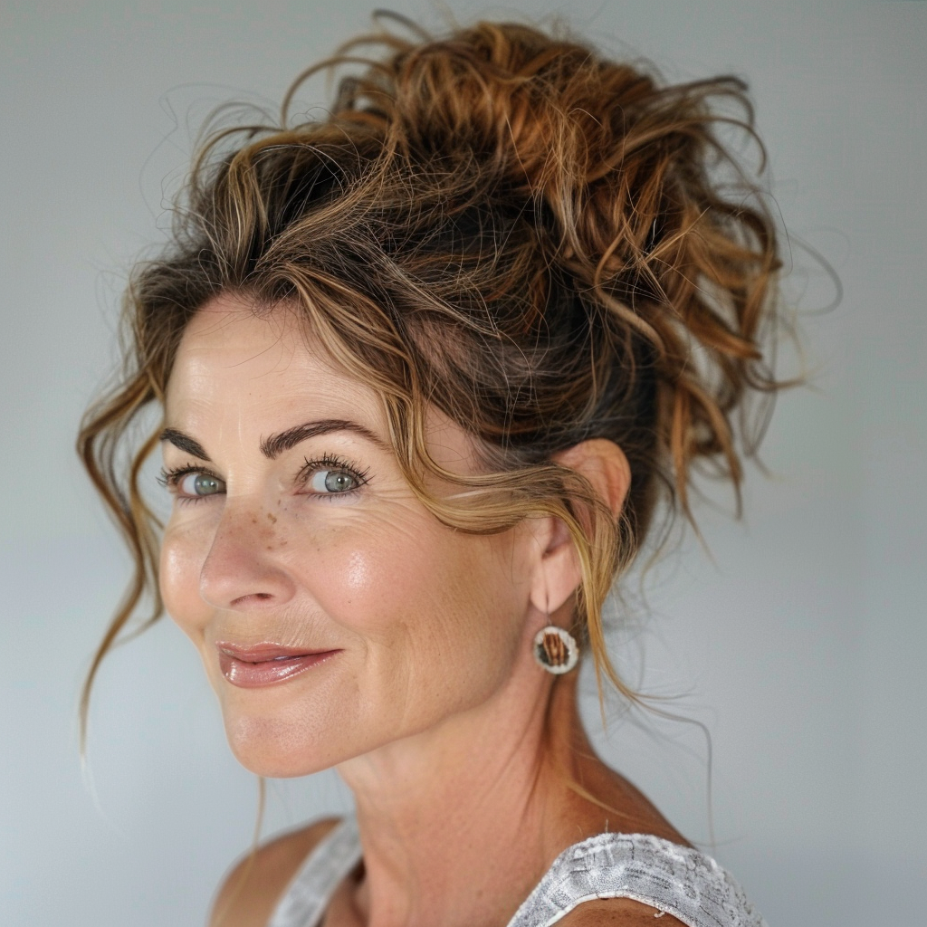 19 High Bun with Wispy Layers