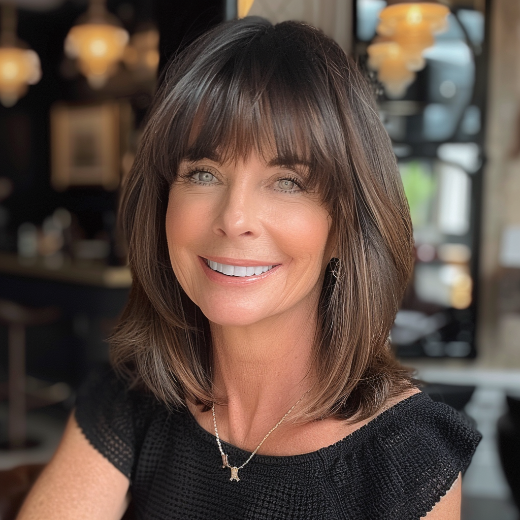 25 Smooth Layers with Blunt Bangs