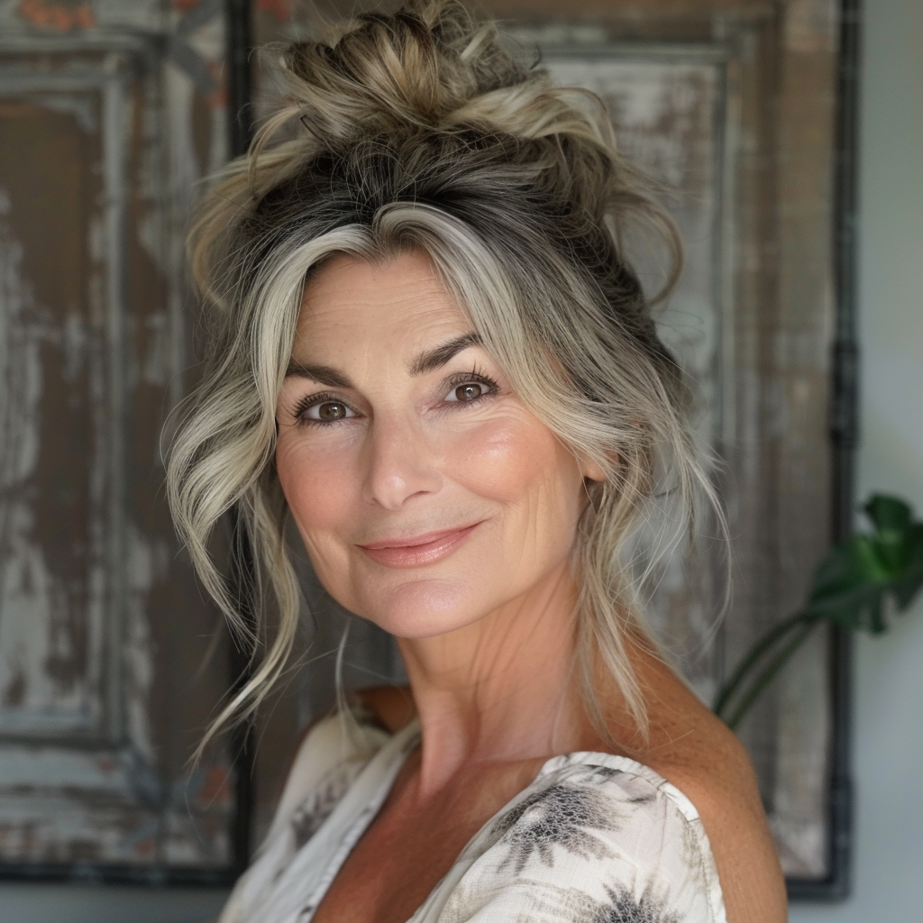 40 Elegant Half Bun with Loose Waves