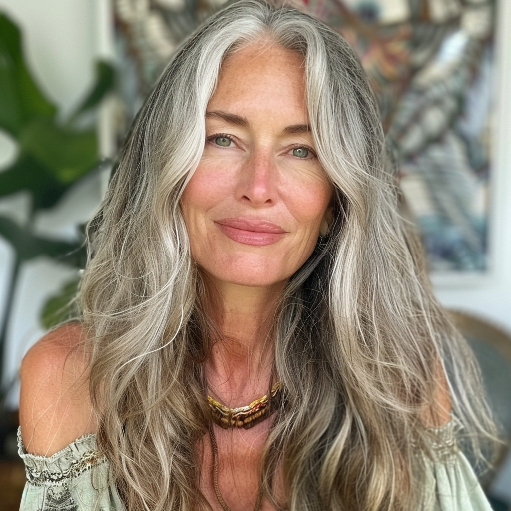 5 Bohemian Long Hair with a Middle Part