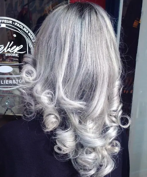 5 silver hair with black roots 1