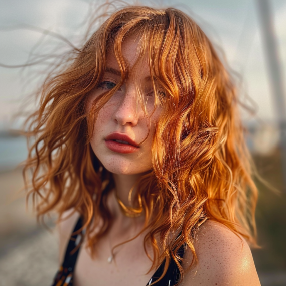 Amber Orange with Beach Waves