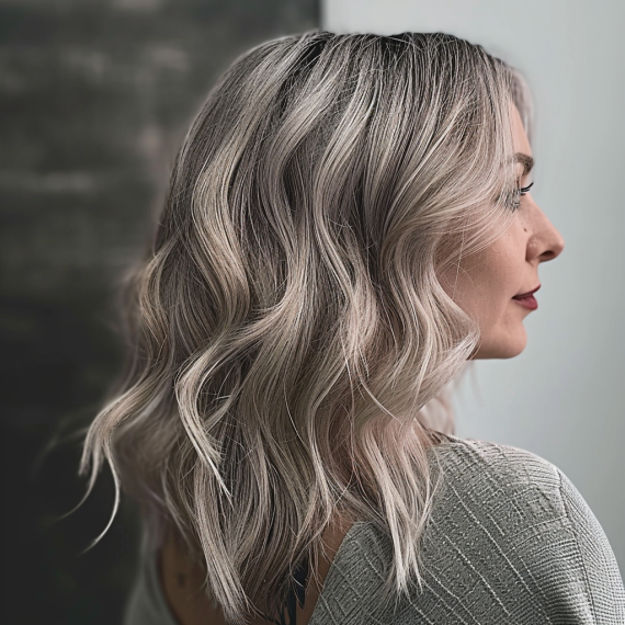 Ash Blonde with Charcoal Lowlights