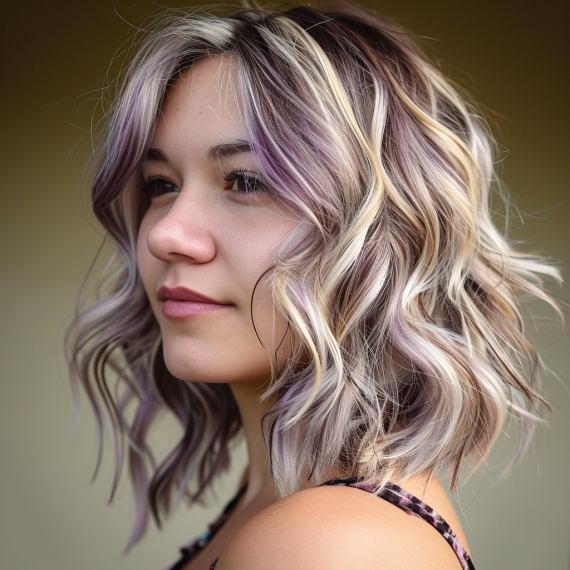 Blonde Balayage with Lavender Lowlights