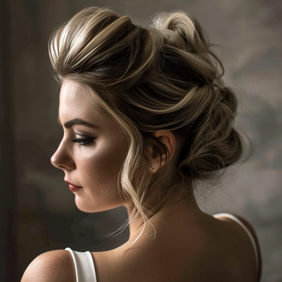 Blonde Updo with Dark Chocolate Lowlights