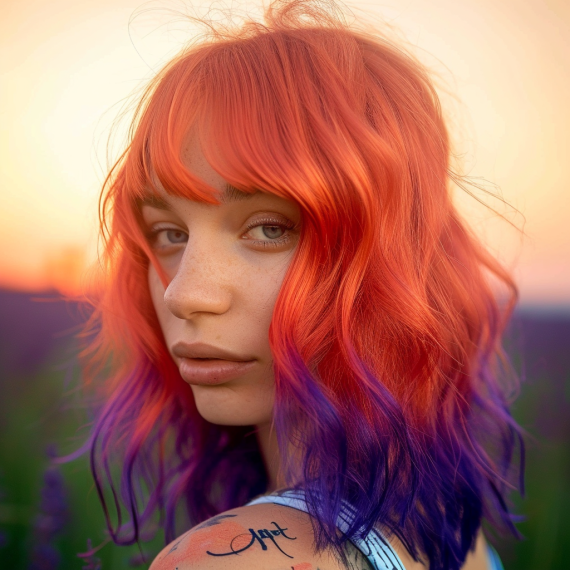 Bright Orange with Lavender Highlights