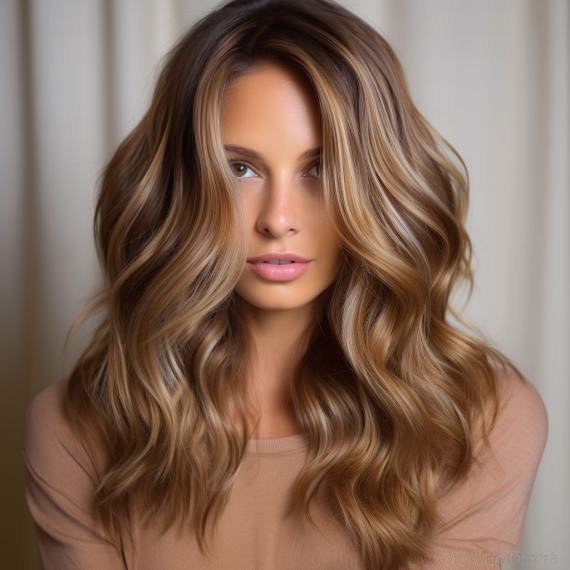 Caramel Balayage with Delicate Blonde Highlights