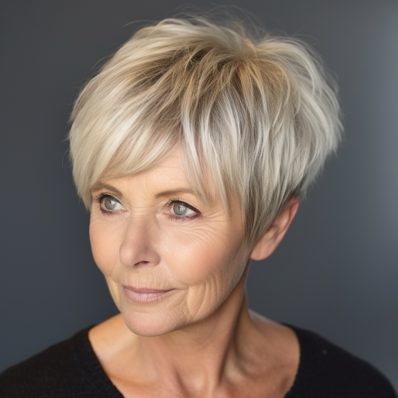 Chic Long Pixie with Side Swept Bangs