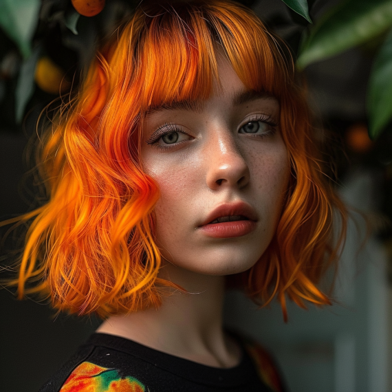 Citrus Orange with Wavy Bob