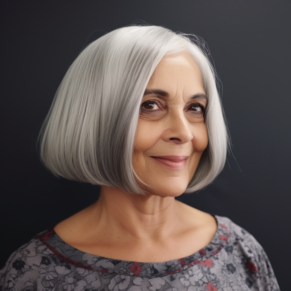 Classic Straight Bob with Silver Streaks