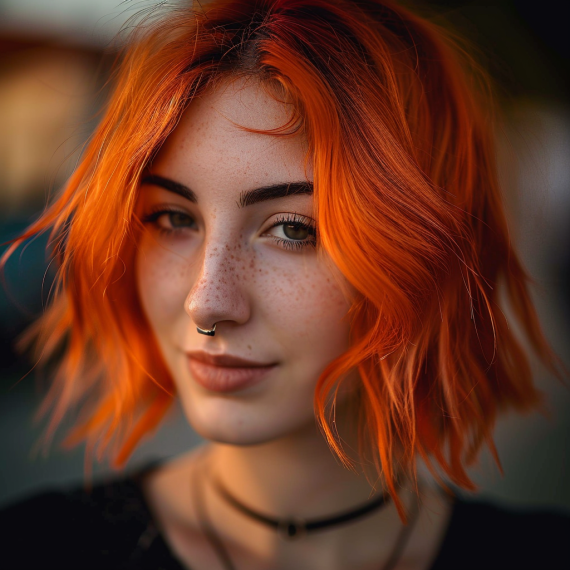 Deep Orange with Flicked Out Ends