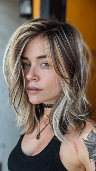 Dirty Blonde with Bold Black Streaks