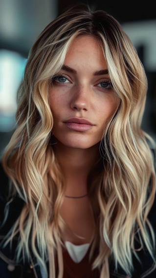 Dirty Blonde with Bold Blonde Front Streaks