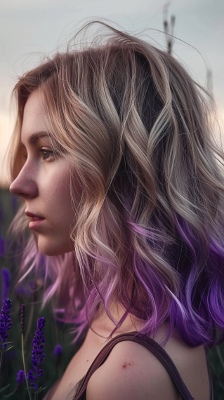 Dirty Blonde with Lavender Highlights