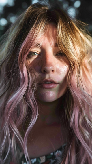 Dirty Blonde with Pastel Pink Tips