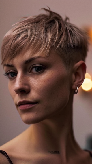 Edgy Dirty Blonde Pixie Cut