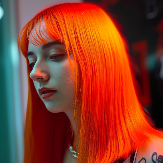 Fluorescent Orange with Sleek Straight Style