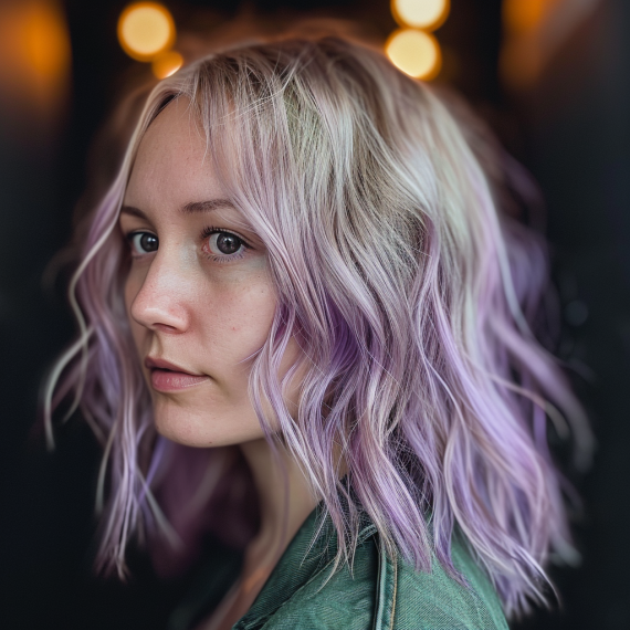 Layered Blonde with Lavender Lowlights