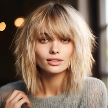 Layered Shaggy Bob with Straight Bangs scaled