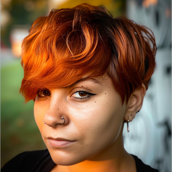 Muted Orange with Asymmetrical Cut