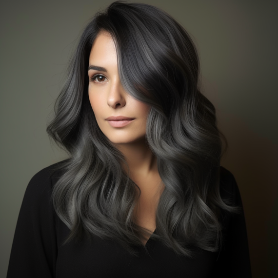 Onyx Hair with Whisper Gray Highlights
