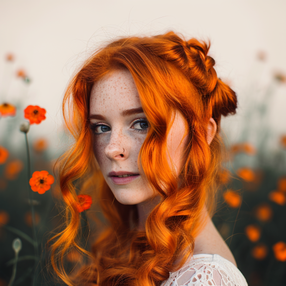 Poppy Orange with Half Up Style 1