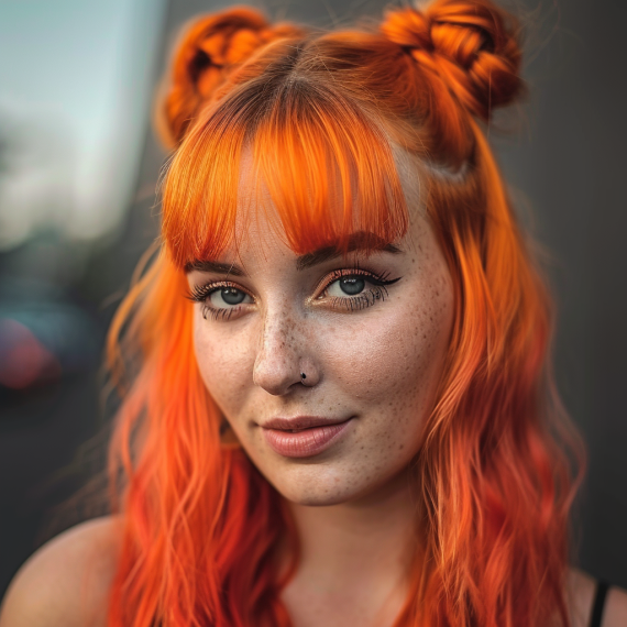 Sherbet Orange with Half Up Style