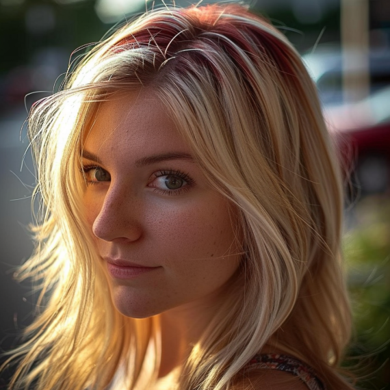 Shiny Blonde with Reddish Brown Lowlights