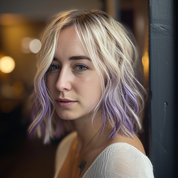 Sleek Blonde with Deep Purple Lowlights