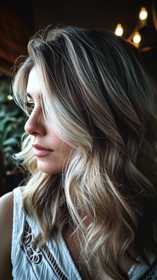 Sleek Dirty Blonde with Icy Highlights