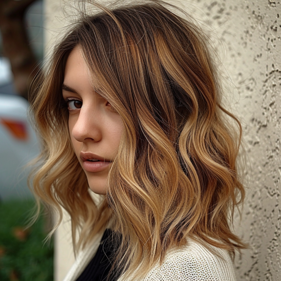 Soft Blonde Waves with Chestnut Lowlights