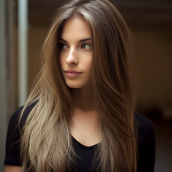 Straight Long Hair with Layered Ends